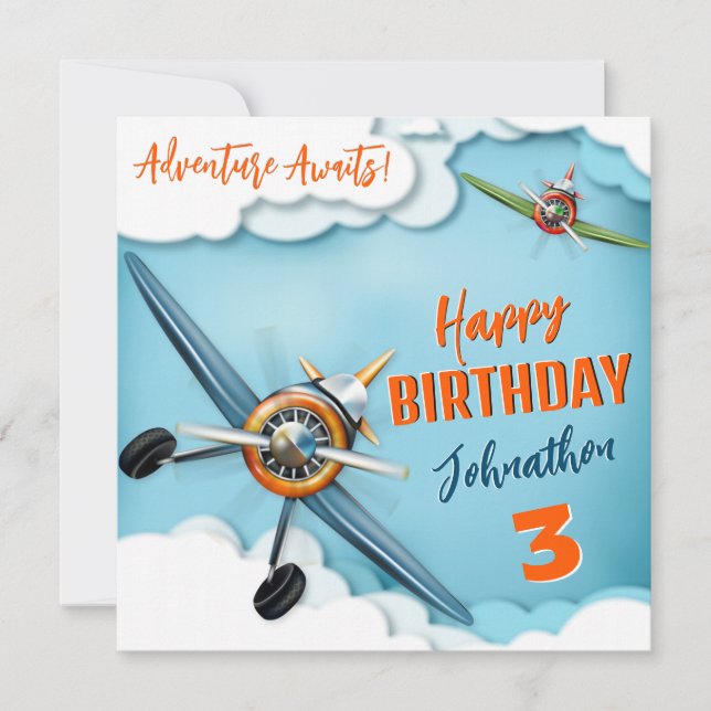 Kampfpilot-Flugzeug-Jungen-Geburtstag (Vorderseite)