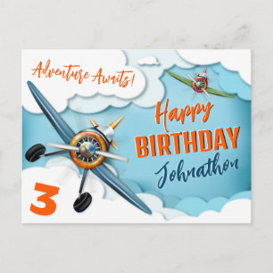 Kampfpilot-Flugzeug-Jungen-Geburtstag Postkarte