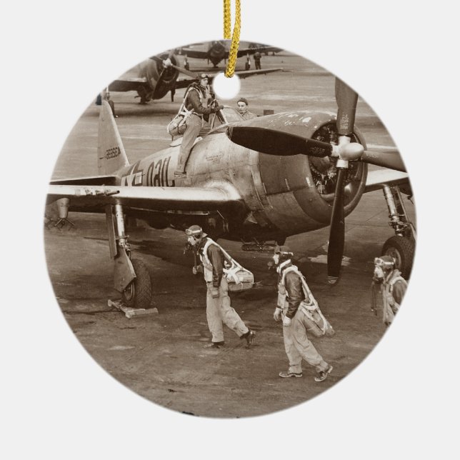 Kampfpilotenausbildung auf P-47-Donnerbolzen Keramik Ornament (Vorne)