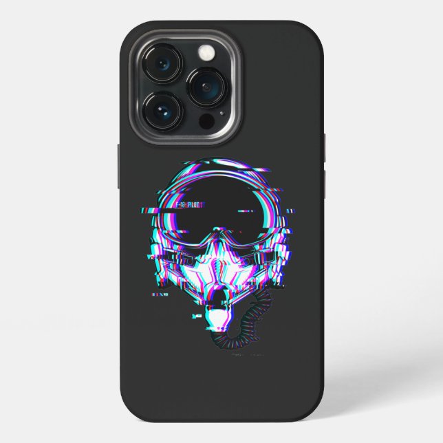Kampfpilotenhelm-Glitch-Effekt maximale Geschwindi iPhone Hülle (Hinten)