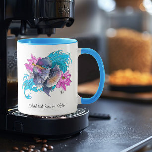 Kampfschwanz Kampffisch Lotus Wellen Blau Tasse