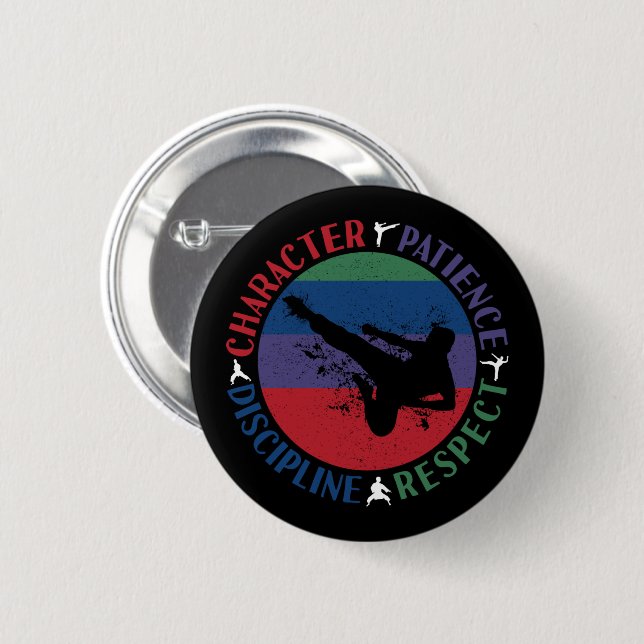 Kampfsport - Karate-Kernwerte Button (Vorne & Hinten)