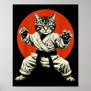 Kampfsport Katze Karate Judo Japanische Flagge Lus Poster