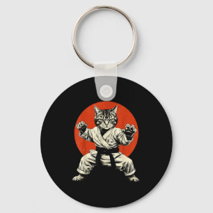 Kampfsport Katze Karate Judo Japanische Flagge Lus Schlüsselanhänger