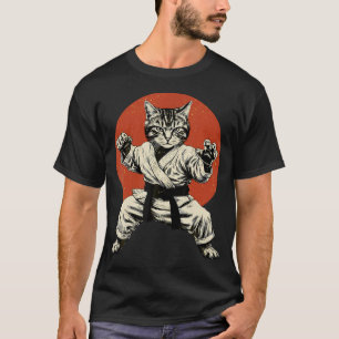 Kampfsport Katze Karate Judo Japanische Flagge Lus T-Shirt