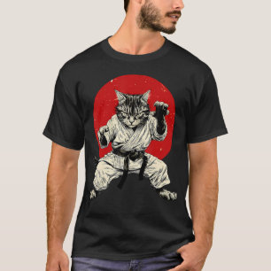Kampfsport Katze Karate Judo Japanische Flagge Lus T-Shirt
