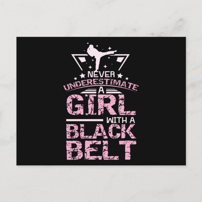 Kampsport Girl Black Belt Postkarte (Vorderseite)