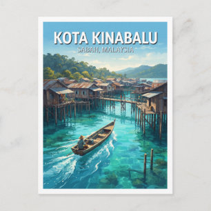 Kampung Gaya Wasser Dorf Kota Kinabalu Malaysia Postkarte