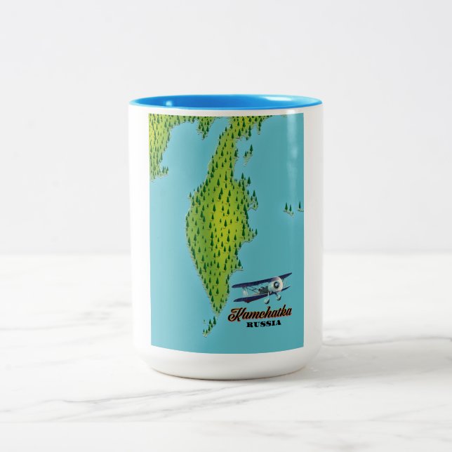 Kamtschatka Halbinsel Russland Reiseplan. Zweifarbige Tasse (Mittel)