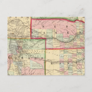 Kan, Neb, Colo Map von Mitchell Postkarte