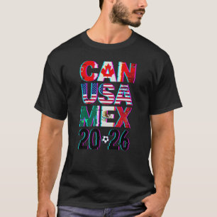 KAN USA MEX 2026 Fußball Glitch Weltmeisterschaft  T-Shirt