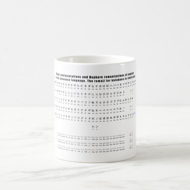 Kana Hepburn Romaji japanische Sprachdiagramm Tasse (Mittel)