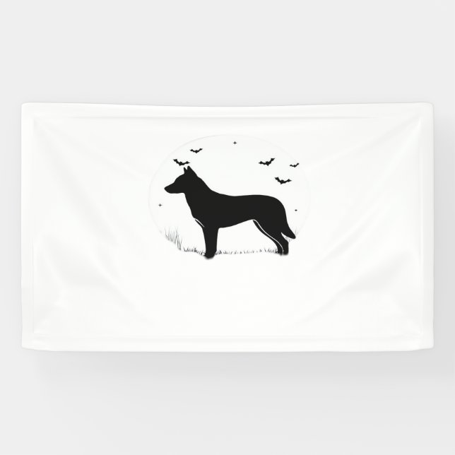 Kanaan Dog - Halloween Moon Silhouette Classic T-S Banner (Horizontal)