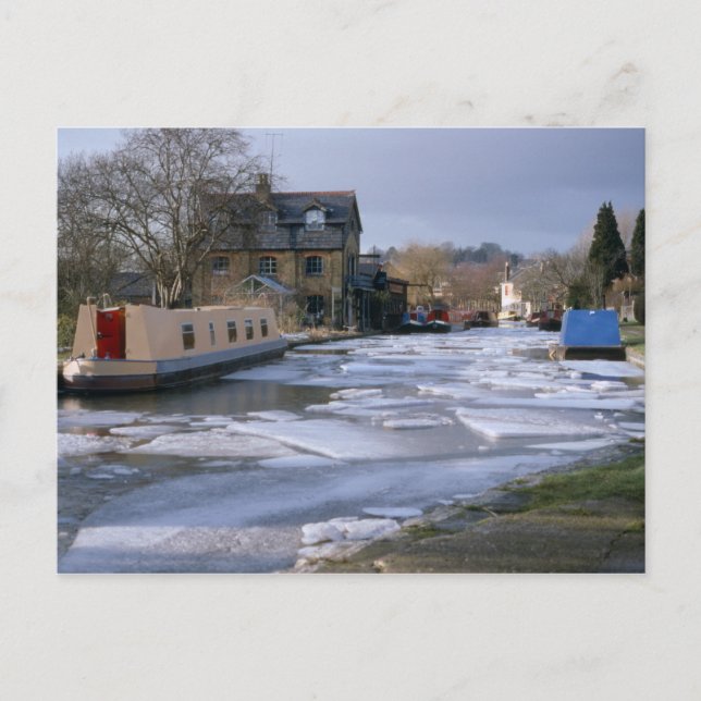 Kanaboote im Winter Postkarte (Vorderseite)