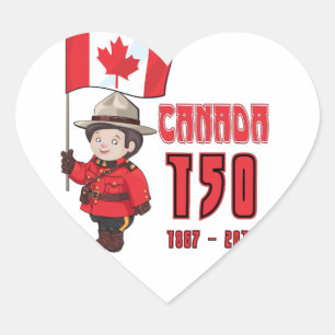 Kanada 150 Jahre Jahrestag Herz-Aufkleber