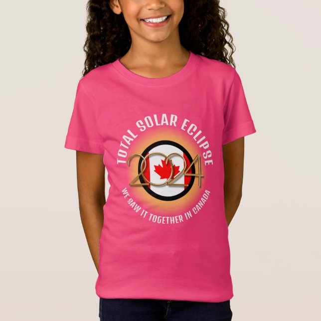 KANADA 2024 INSGESAMT SOLAR ECLIPSE Kids Pink T-Shirt (Vorderseite)