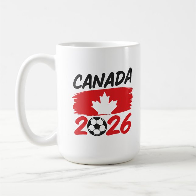 Kanada 2026 Fußball Fan Design mit Ahornblatt Kaffeetasse (Links)