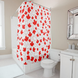 Kanada Ahorn Leaf Red White Random Muster Duschvorhang