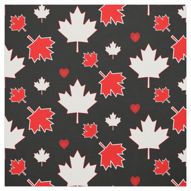 Kanada Ahornleaf mit Herz auf schwarz Stoff (Muster)