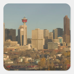 Kanada, Alberta, Calgary: City Skyline ab 2 Quadratischer Aufkleber