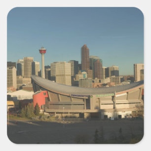 Kanada, Alberta, Calgary: Stadt-Skyline von 3 Quadratischer Aufkleber