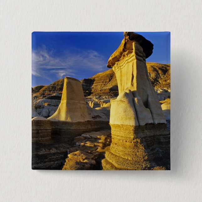 Kanada, Alberta, Drumheller. Hoodoos. Button (Vorderseite)