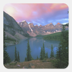Kanada, Alberta, Lake Moraine bei Morgengrauen, Ba Quadratischer Aufkleber