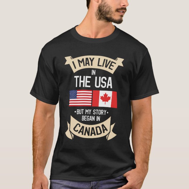 Kanada American Flag USA Kanadische Roots Geschenk T-Shirt (Vorderseite)
