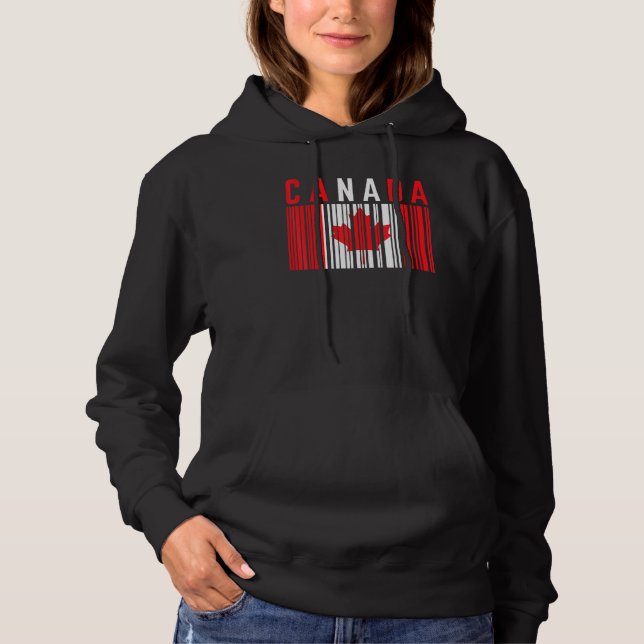 Kanada Barcode Ahornleaf Kanada Flagge Pride Canad Hoodie (Vorderseite)