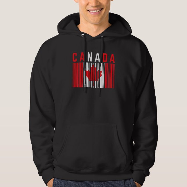 Kanada Barcode Ahornleaf Kanada Flagge Pride Canad Hoodie (Vorderseite)
