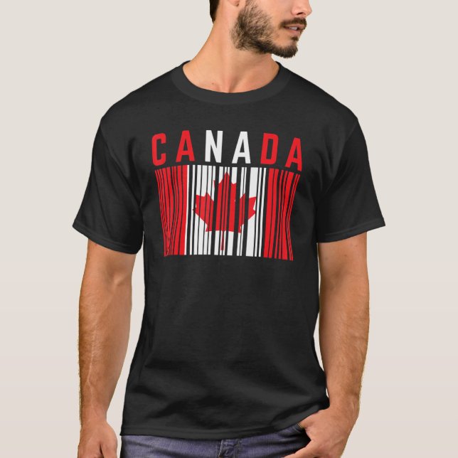 Kanada Barcode Ahornleaf Kanada Flagge Pride Canad T-Shirt (Vorderseite)