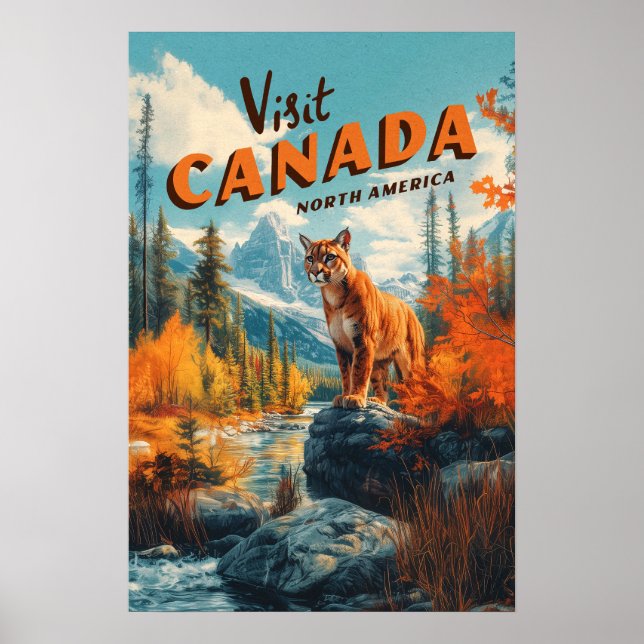 Kanada Berge Puma Reiseplakat Poster (Vorne)
