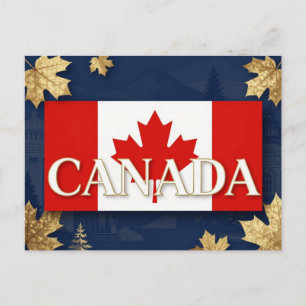 🍁 Kanada Blaues Gold Ahornblatt Postkarte