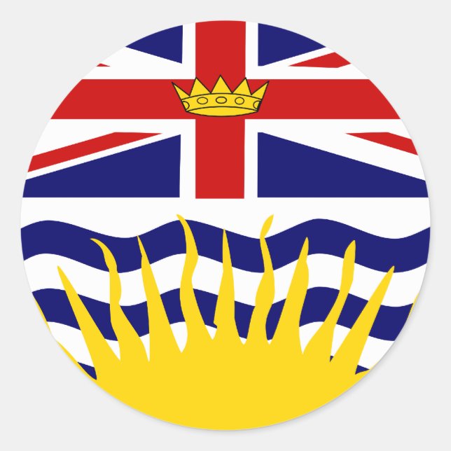 Kanada British Columbia Hochwertige Flagge Runder Aufkleber (Vorderseite)