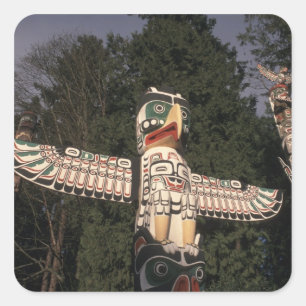 Kanada, British Columbia, Vancouver. Einheimisch Quadratischer Aufkleber