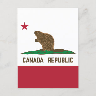 Kanada: California Flag Beaver Postkarte