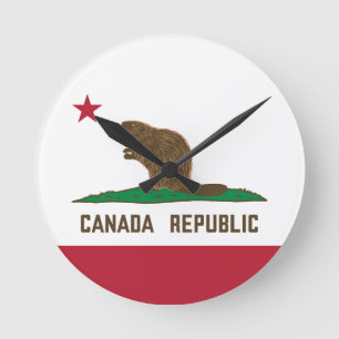 Kanada: California Flag Beaver Runde Wanduhr