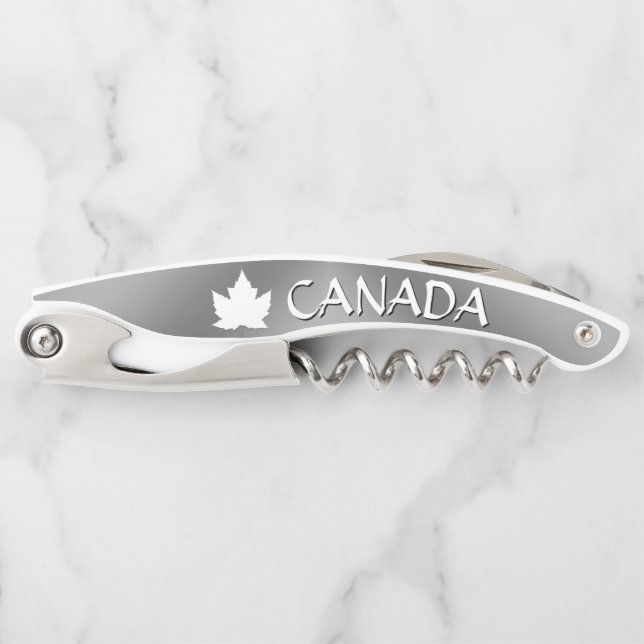 Kanada Corkschraube Custom Silver Bottle Opener Kellnermesser (Vorderseite)