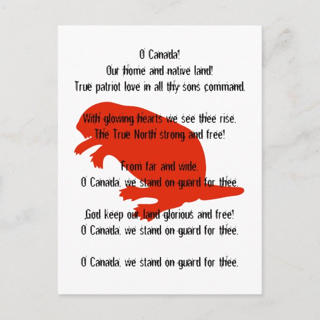 Kanada Day Beaver Red White Anthem Postcard Postkarte (Vorderseite)