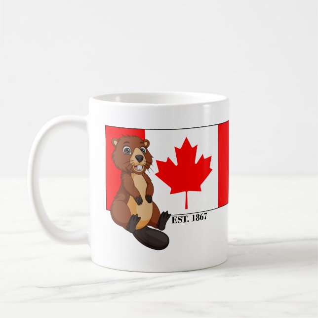 Kanada Day Est. 1867 Flagge und Biber Kaffeetasse (Links)