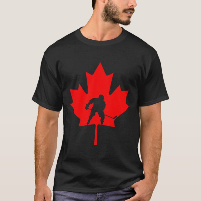 Kanada Day Maple Leaf Hockey für Kanadier T-Shirt (Vorderseite)
