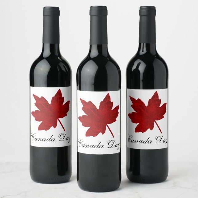 Kanada Day Maple Leaf oder Ihre Nachricht Weinetikett (Flaschen)