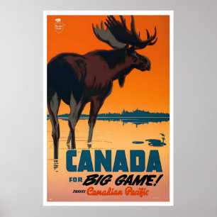 Kanada der 1950er Jahre für Großwild! Vintage Styl Poster