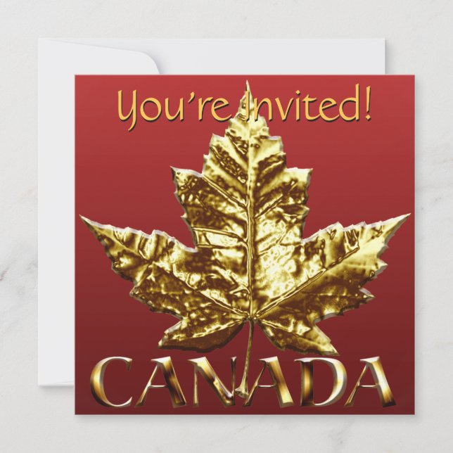 Kanada Einladungen Personalisiert Gold Canada UAWG (Vorderseite)