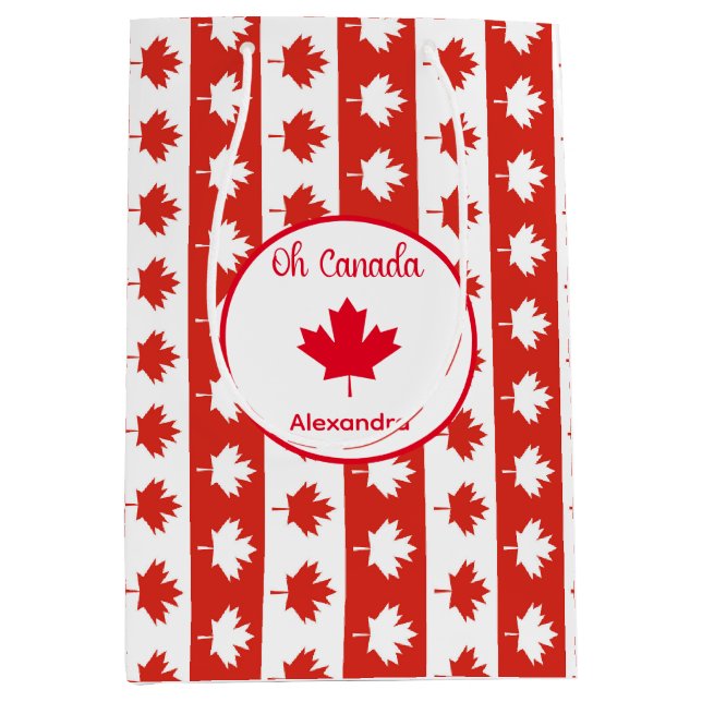 Kanada | Elegant Red Maple Leaf Mittlere Geschenktüte (Vorderseite)