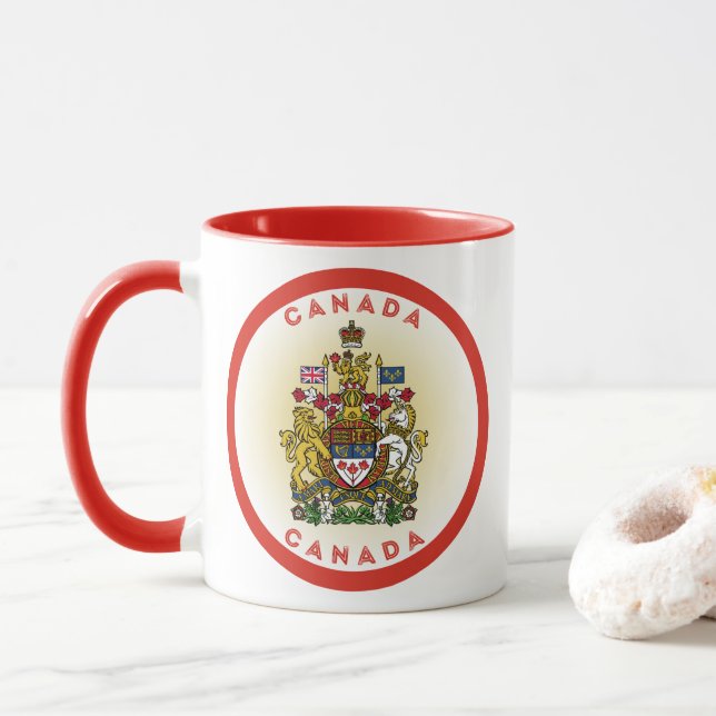 Kanada-Erbe-Emblem Tasse (Mit Donut)