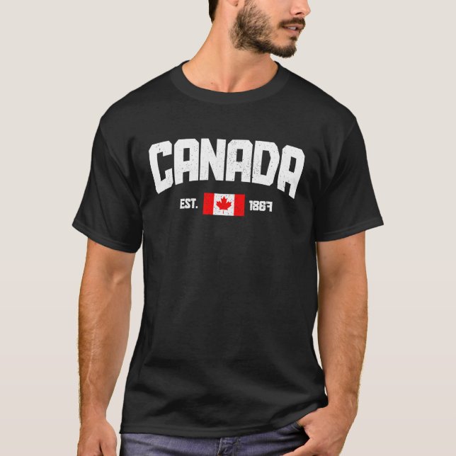 Kanada Est 1867 Ahornleaf Kanadische Flagge Pride  T-Shirt (Vorderseite)