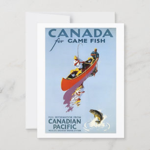 Kanada, Fischerei, Outdoor Sport, Vintag Inspirier Postkarte
