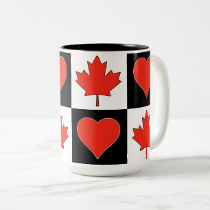 Kanada Flag Herzmuster pattern Patriotic Canadian Zweifarbige Tasse