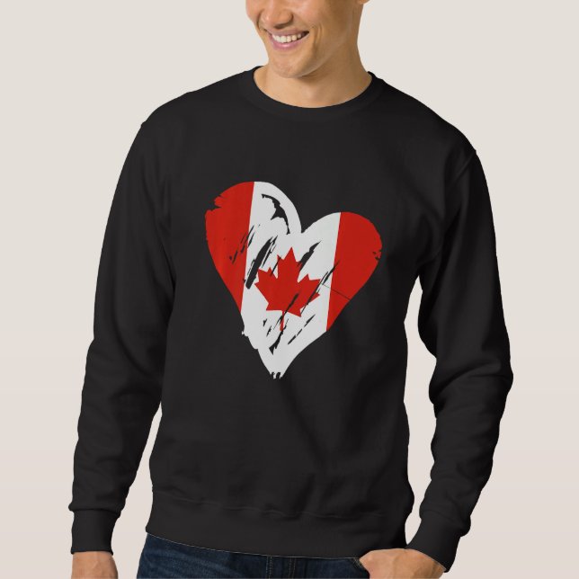 Kanada Flag Retro Herz Kanadischer Ahornleaf Sweatshirt (Vorderseite)